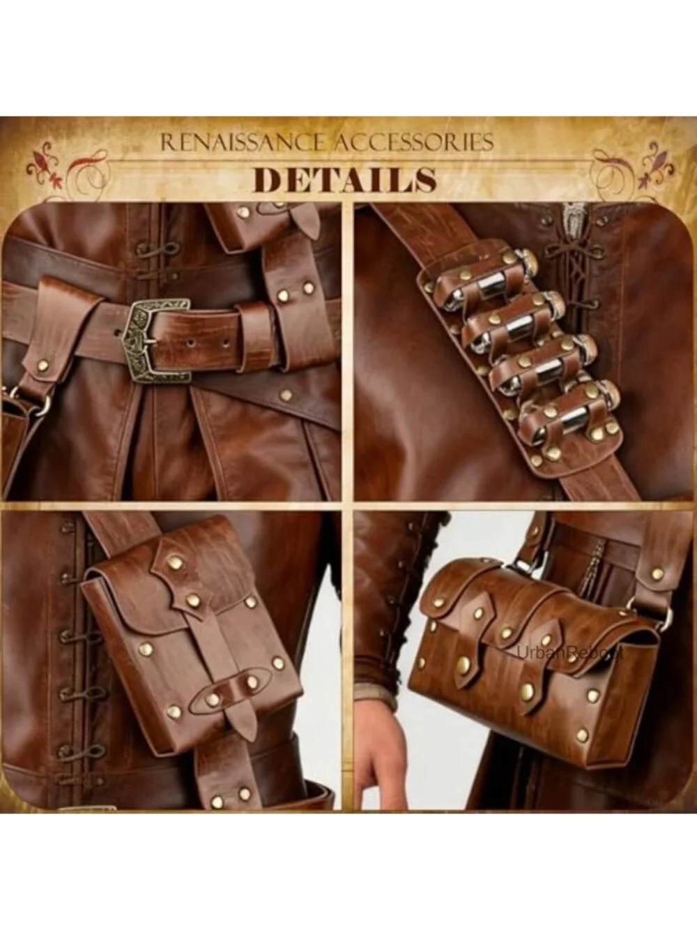 Medieval Renaissance 6pc Leather Costume Belt Harness Set LARP Cosplay